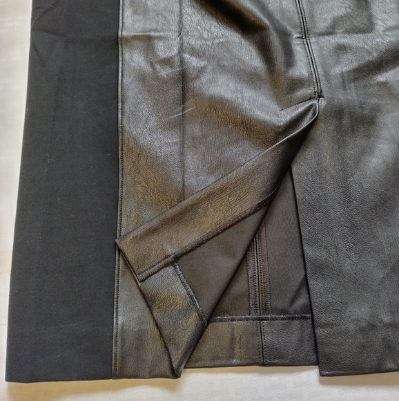 SPANX Faux Leather Combo Fitted Sheath Stretch Dress Luxe Black Size Large - Picture 9 of 13